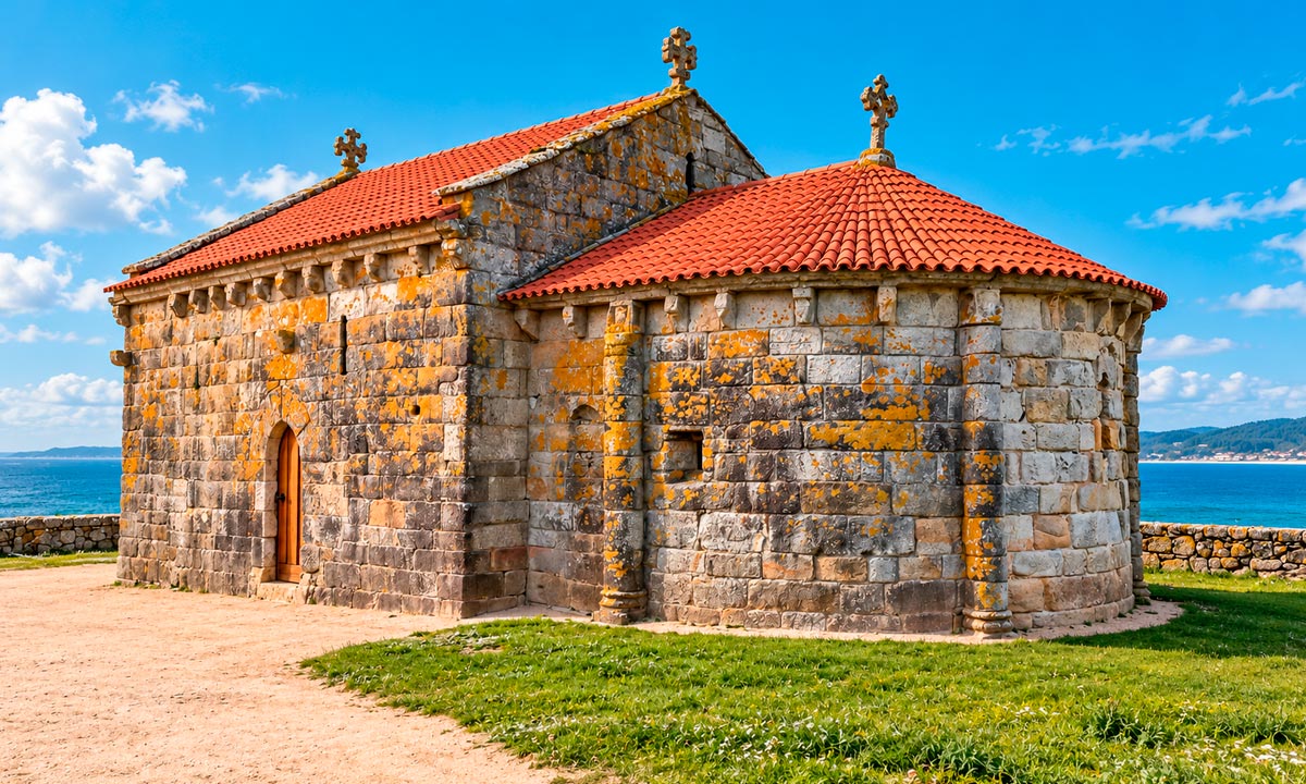 Vista del ábside de la cabecera de la ermita de A Lanzada